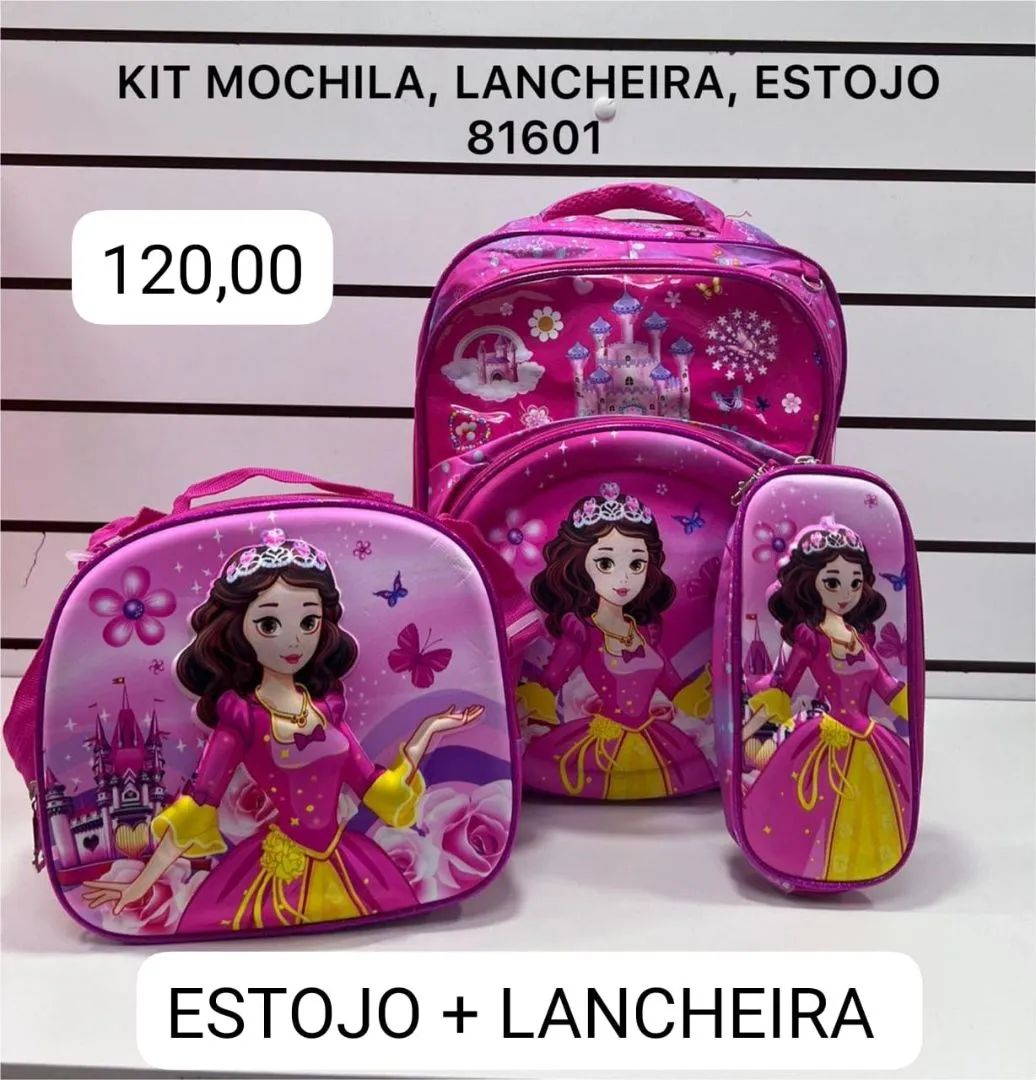 Kit Mochila, Lancheira e Estojo infantil 