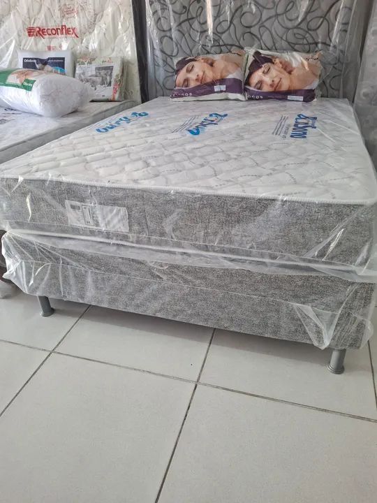 Cama Box Casal com Colchão OrtopédicoD.65 max firme ortopédico 100%espuma 