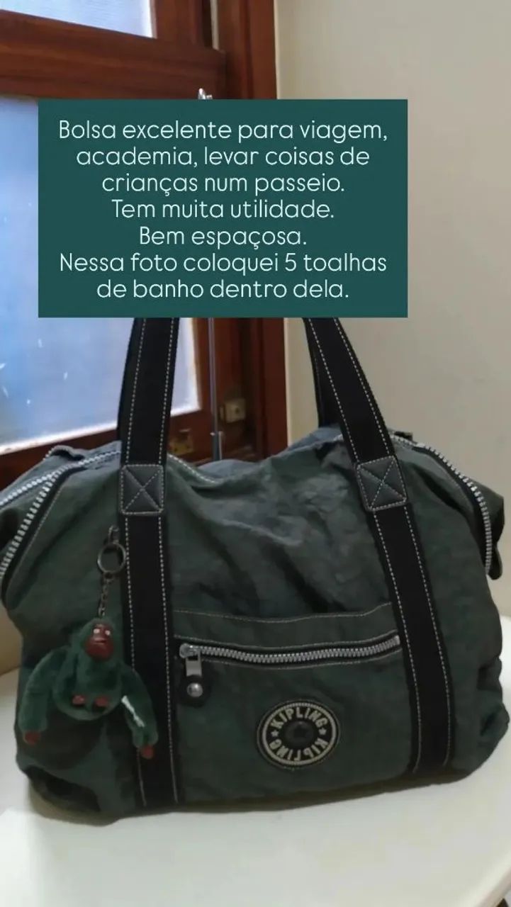 Bolsa de ombro M verde militar Kipling original  - Foto 5