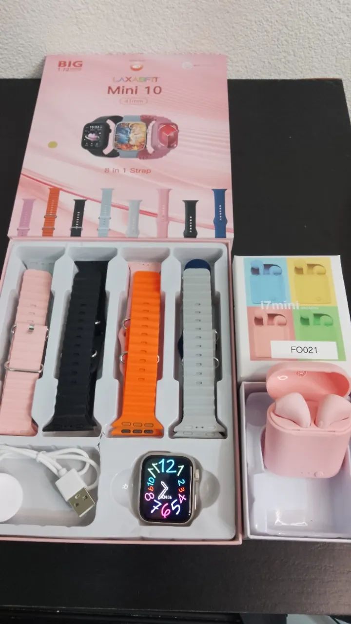 KIT SMARTWATCH 8 PULSEIRAS + FONE I7 ROSA - Foto 4