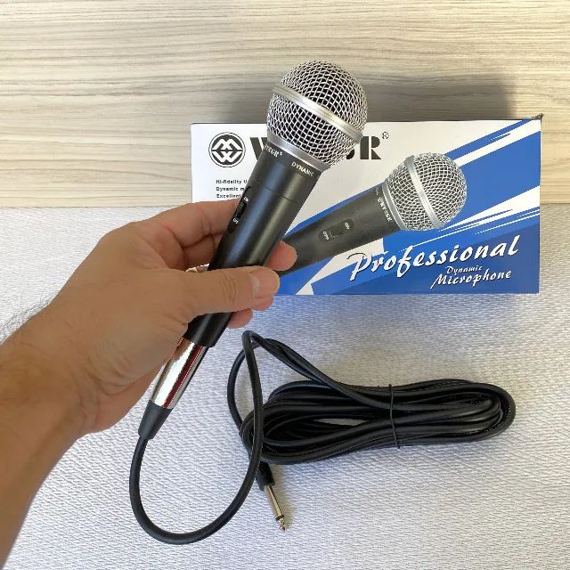Microfone Profissional Dinâmico de Metal com Fio de 5 metros M-58 Wvngr Original - Foto 3