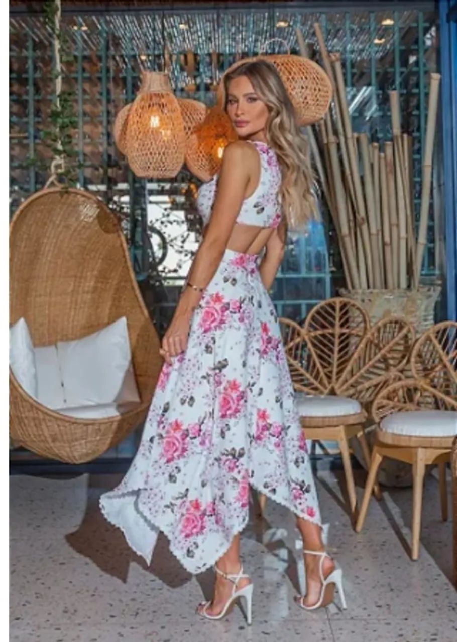 Vestido midi Floral - Limonada Pink - Foto 2