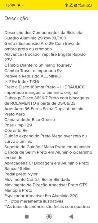 Bicicleta Aro 29 Freio Hidráulico Susp Trava 27v E K/7 11/36 - Foto 6