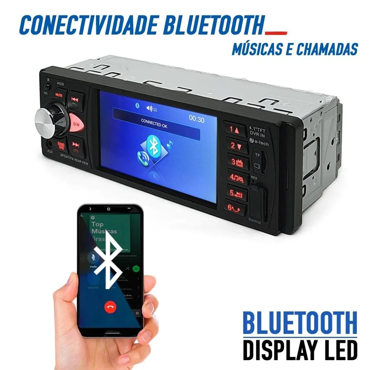Aparelho central multimidia dvd bluetooth com Tela de 4.1 polegadas mp5 pra carro 1 din