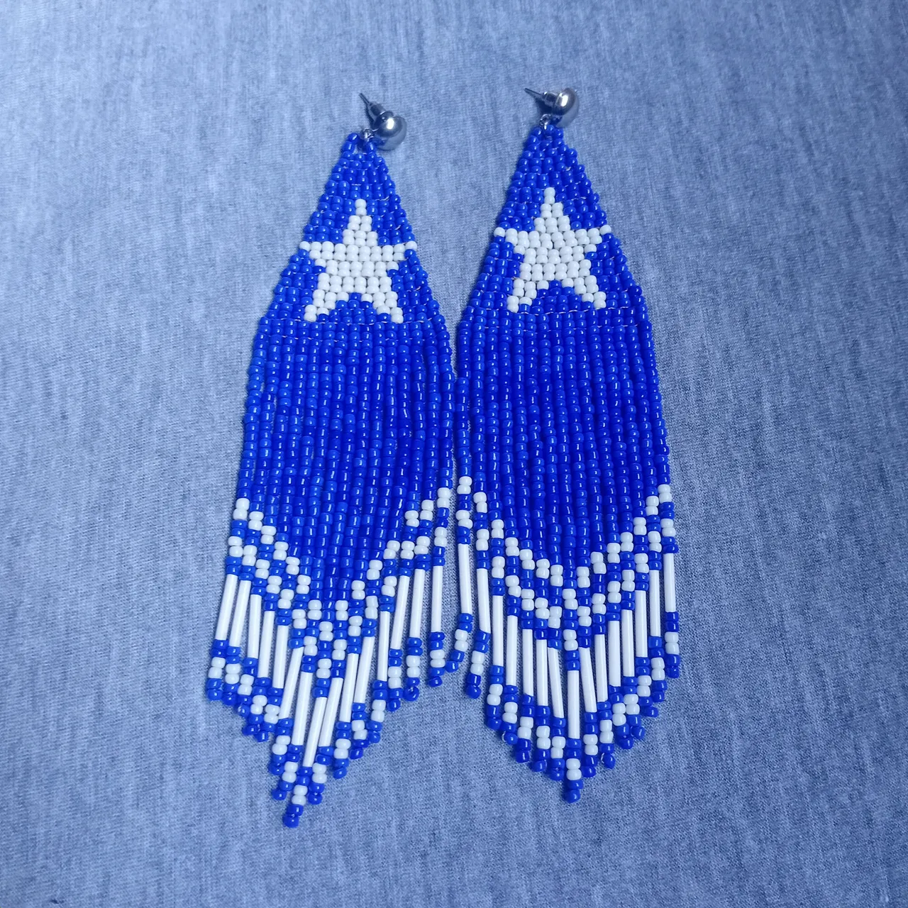 Brincos de Miçangas Azul e Branca