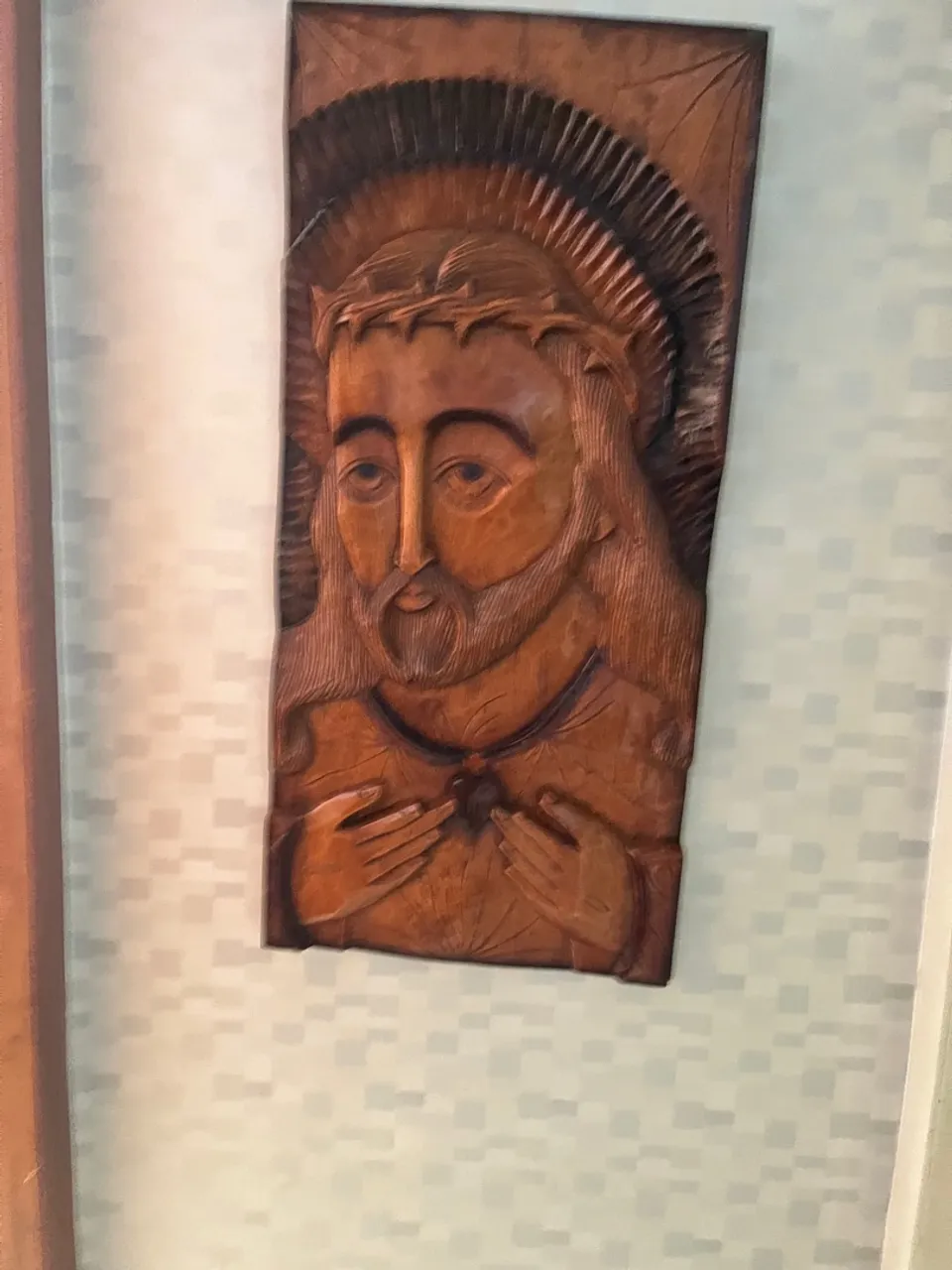 Quadro de madeira, talhado.