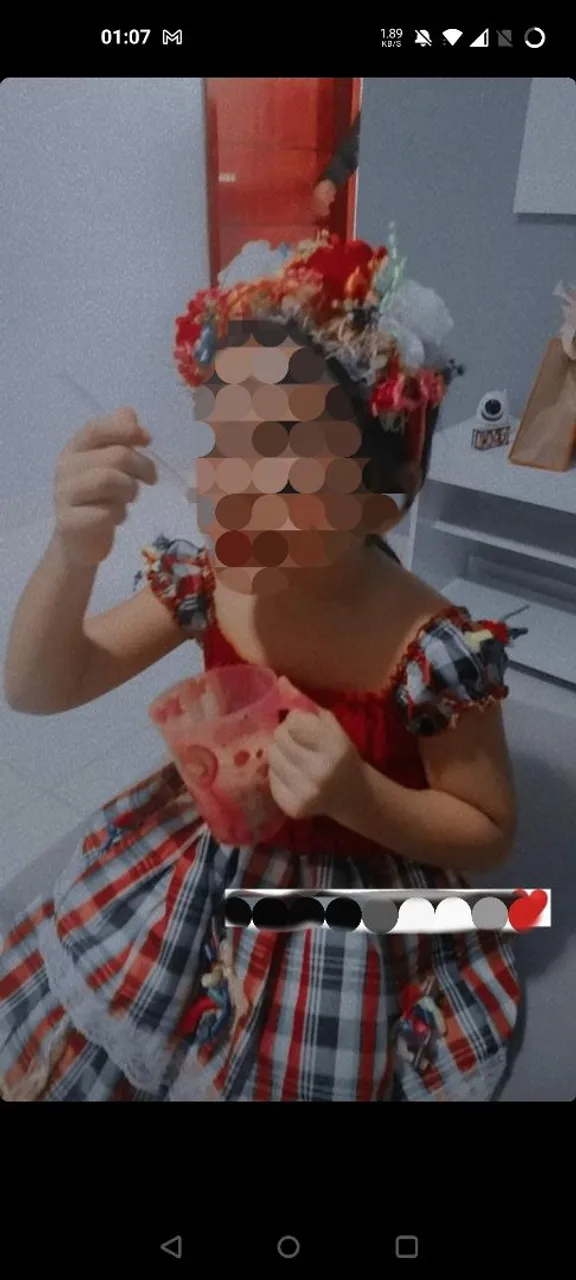 Vestido Junino Infantil Vermelho e Xadrez