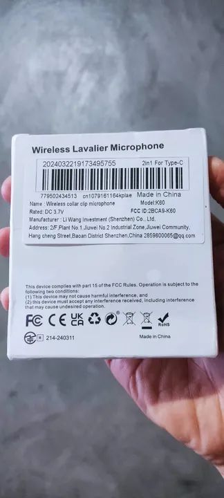 Microfone Lavalier Sem Fio (Dois Microfones) Lapela - Tipo C - Recarregável - Novo - Foto 3