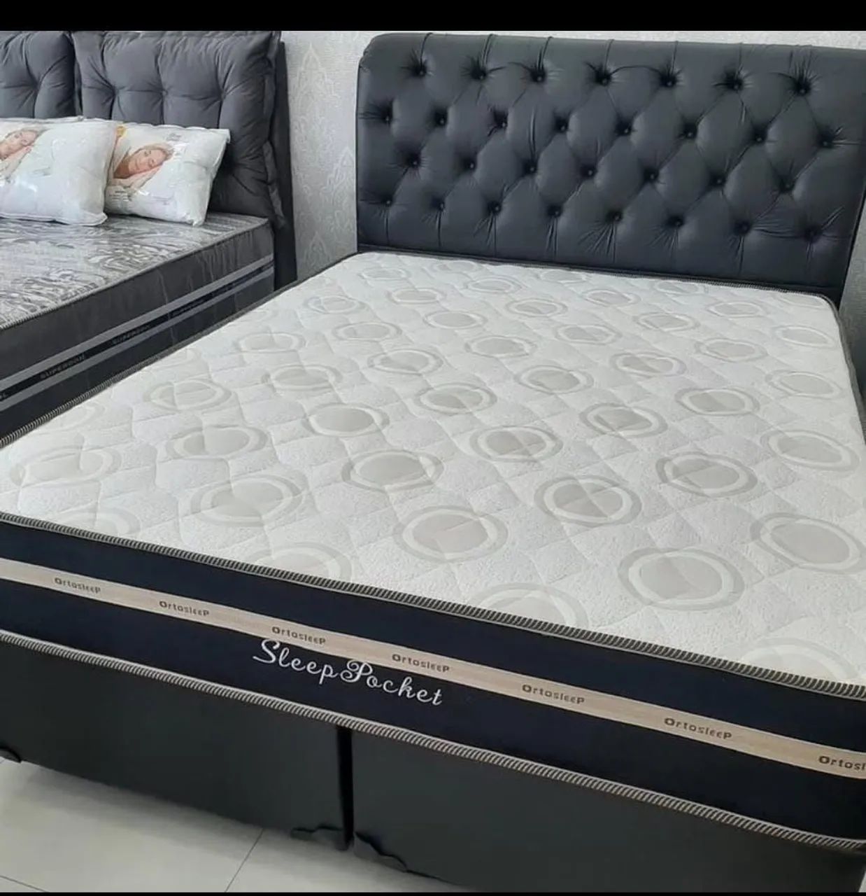 Cama slip pocket tamanho plus size com cabeceira