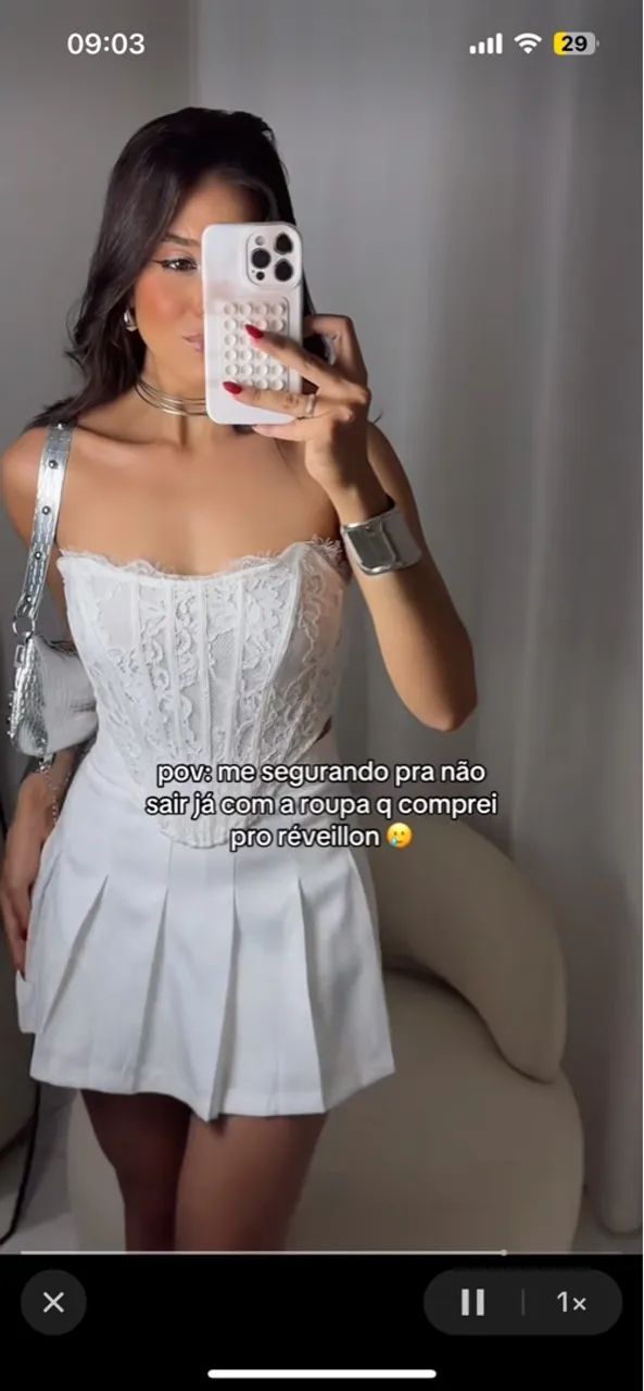 Saia colegial branca M  - Foto 3