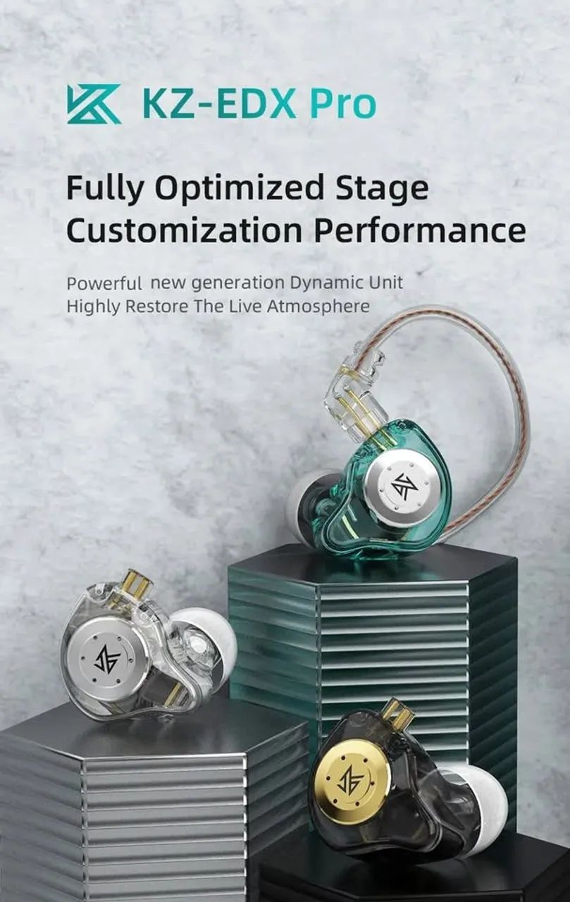 Fone KZ EDX PRO Com 2 Drives, Retorno de Palco, Gamer, Sem Microfone + Case + Adaptador. - Foto 3