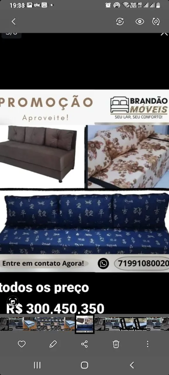 Sofá BiCama 3 lugares - Promoção imperdível! R$ 280,00