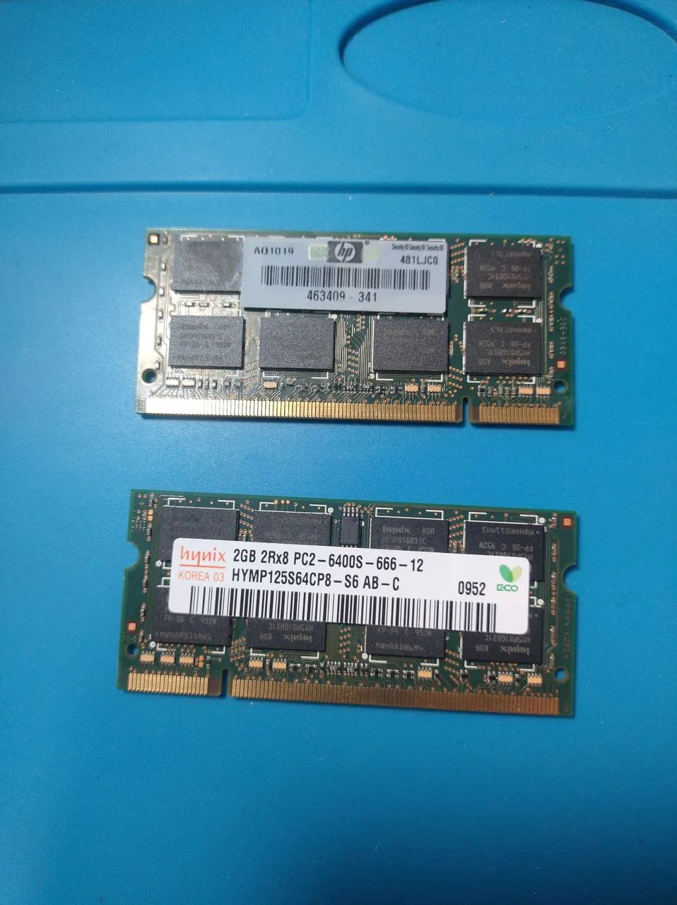 6 Memórias RAM 2GB cada DDR2 para Notebook -2 Hynix, 2 Kingston e 2 Smart