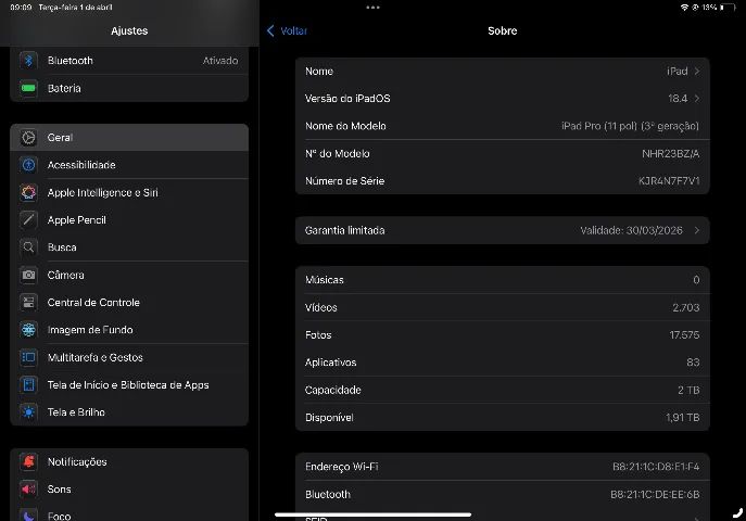iPad Pro M1 11 Polegadas 2TB - Usado 1 Dia, Como Novo, Completo com Caixa - Foto 2