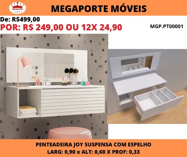 Penteadeira Suspensa com Espelho - Foto 2