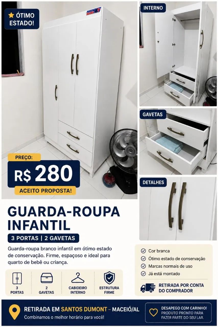 Guarda roupa infantil Branco - Foto 3