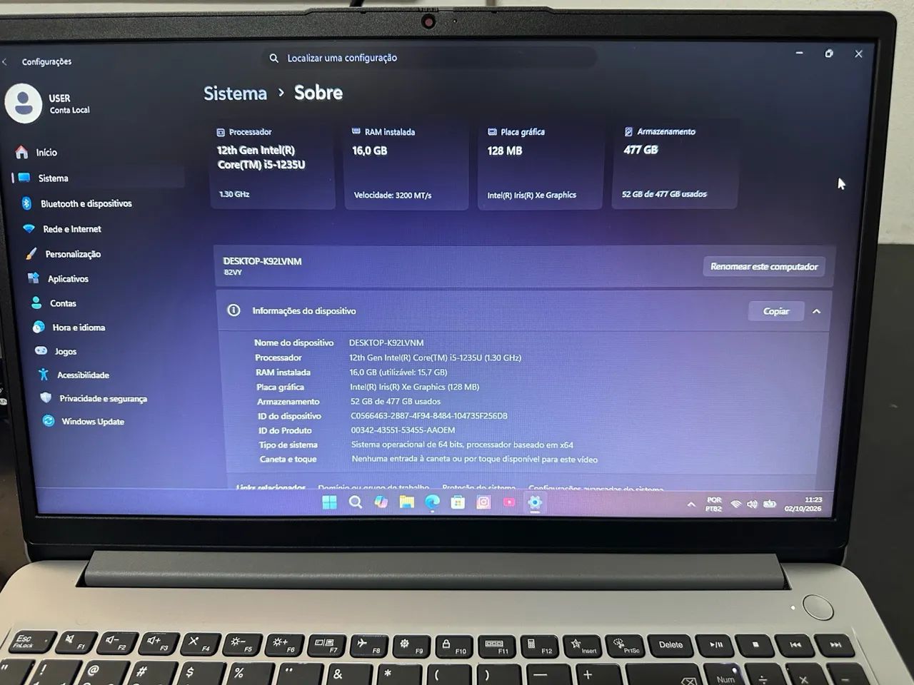 Notebook Lenovo i5 12th 16gb 512Nvme - Foto 2
