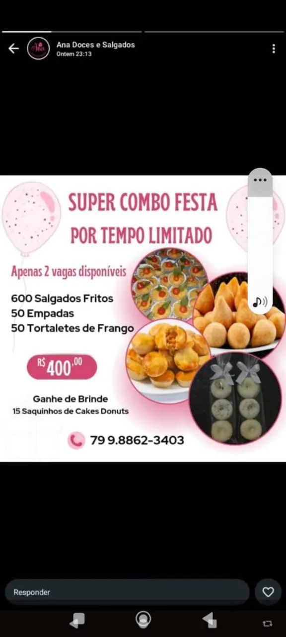 Combos de salgados e doces 