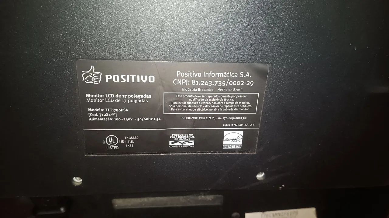 Monitor De vídeo Para computador PC Funcionando! 17 polegadas c/ Entrada VGA - Foto 3