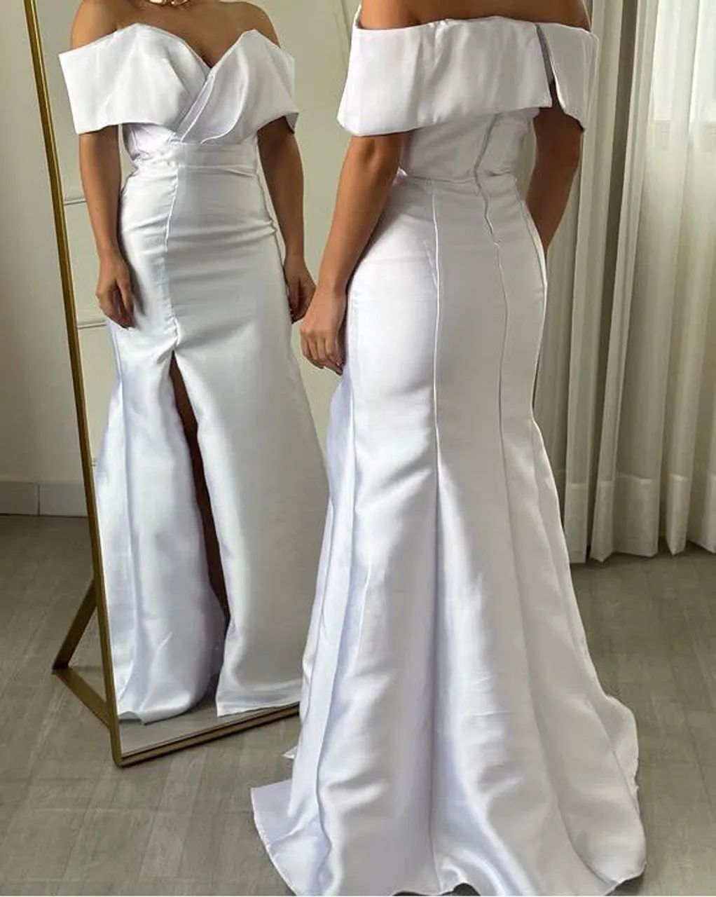 Vestido longo branco em zibeline  - Foto 4