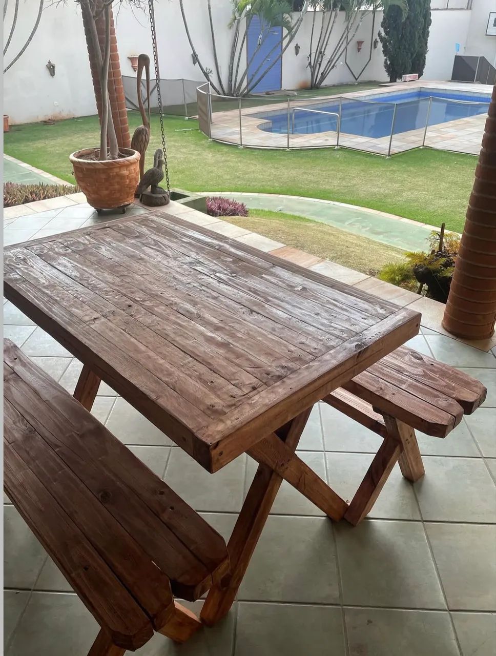 conjunto de mesa e dois bancos rustico - Foto 2