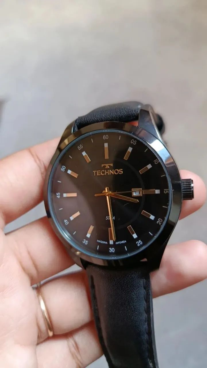 Relógio Technos 2115NAX/0P Masculino Pulseira Couro Preto - Foto 5