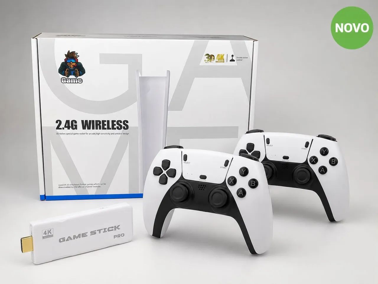 Game Stick Pro 4K com 2 Controles Sem Fio 2.4G