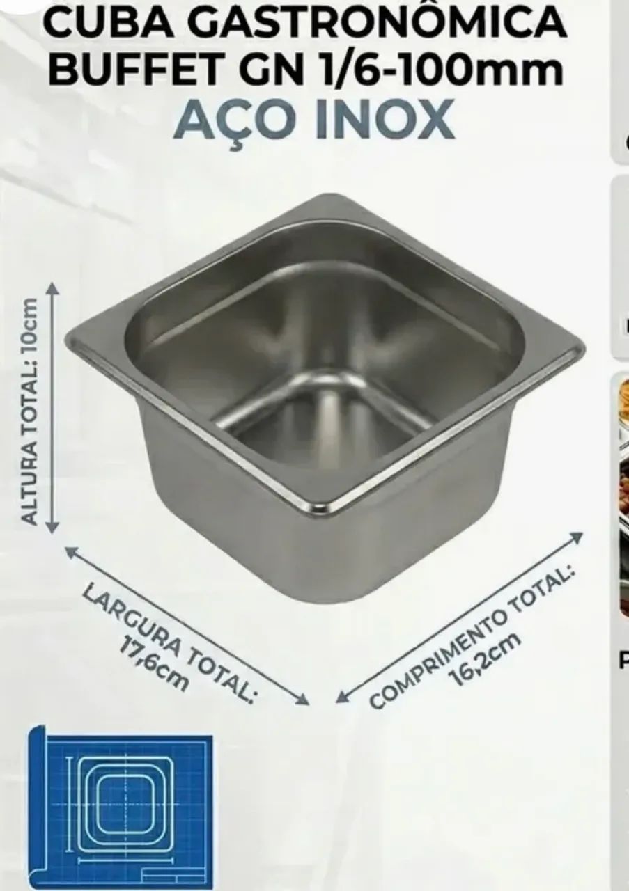 Cubas de inox GN 1/6 16cm - Novas