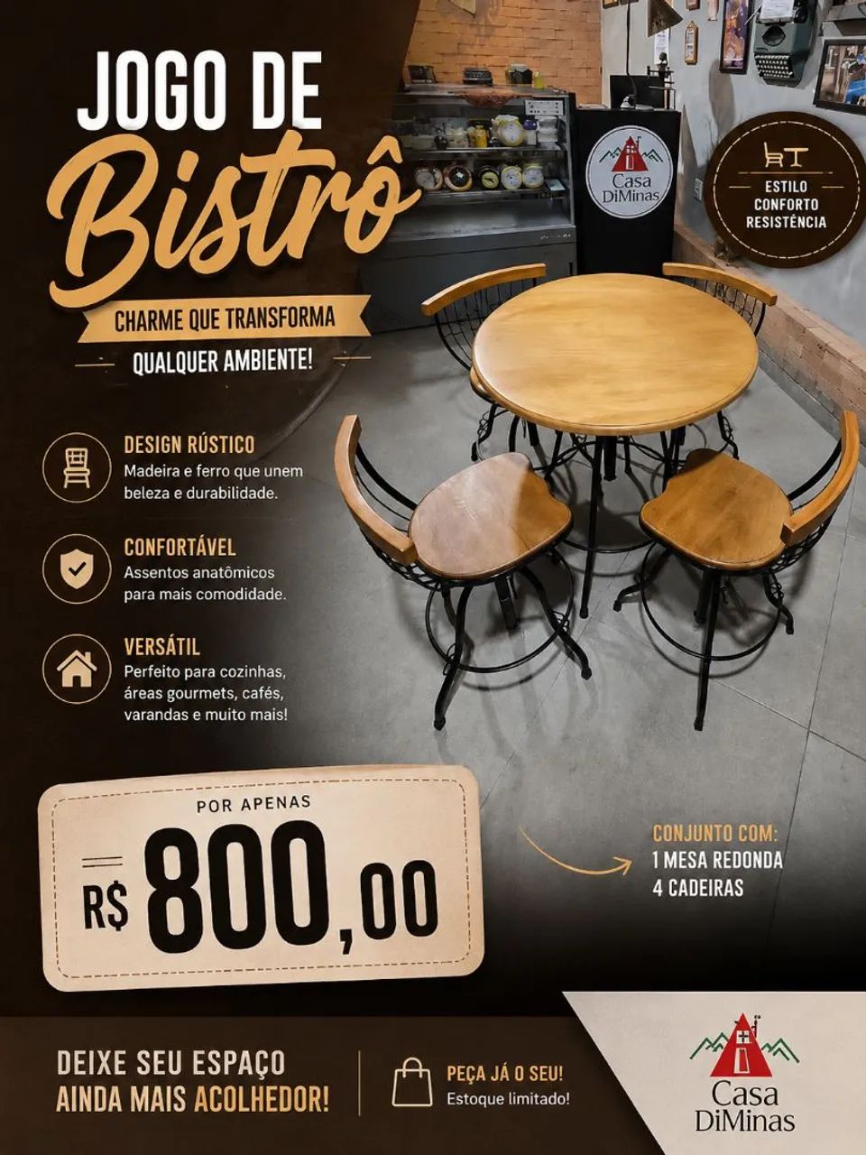 Mesa e cadeira Bistrô