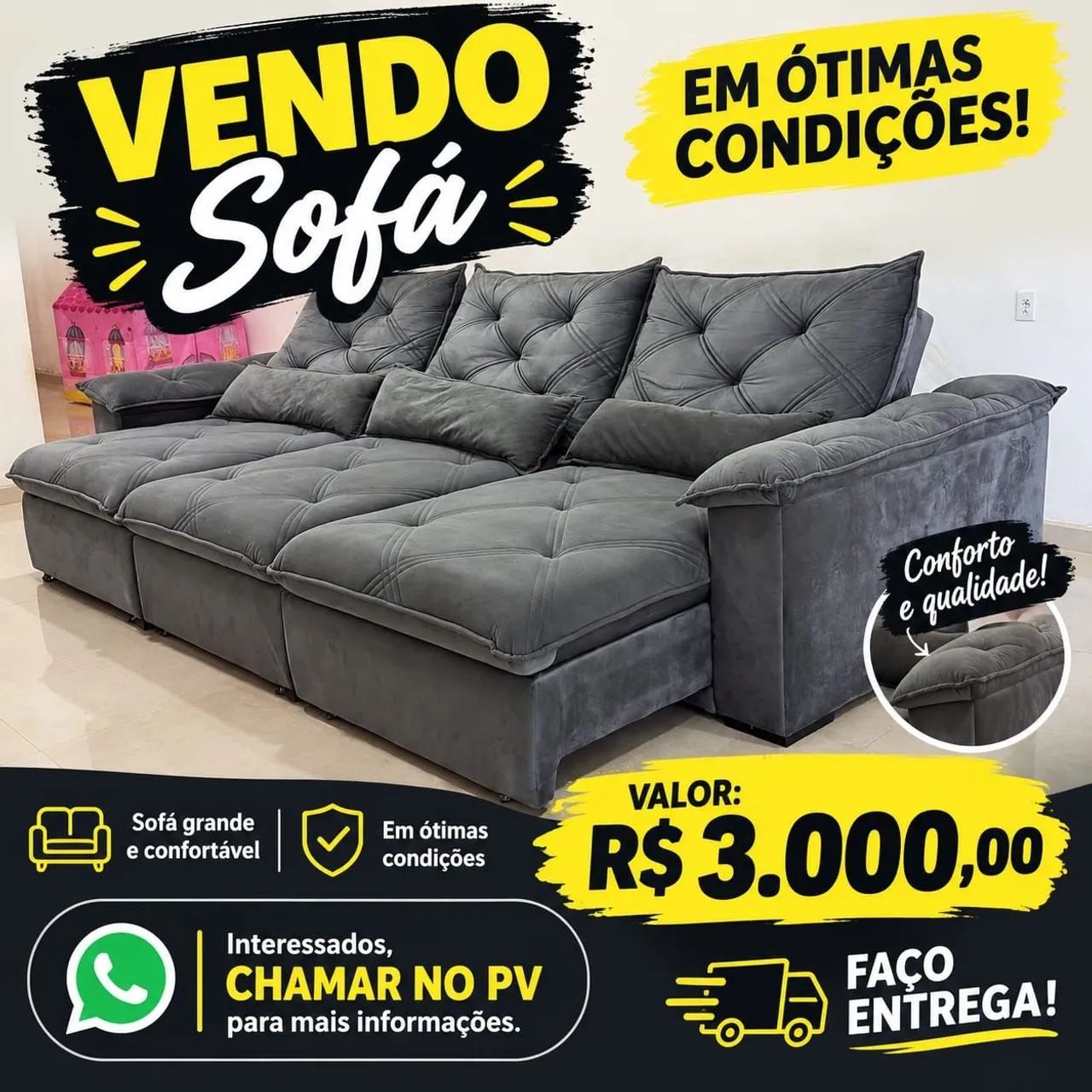 Vendo um sofá pouco tempo de uso 