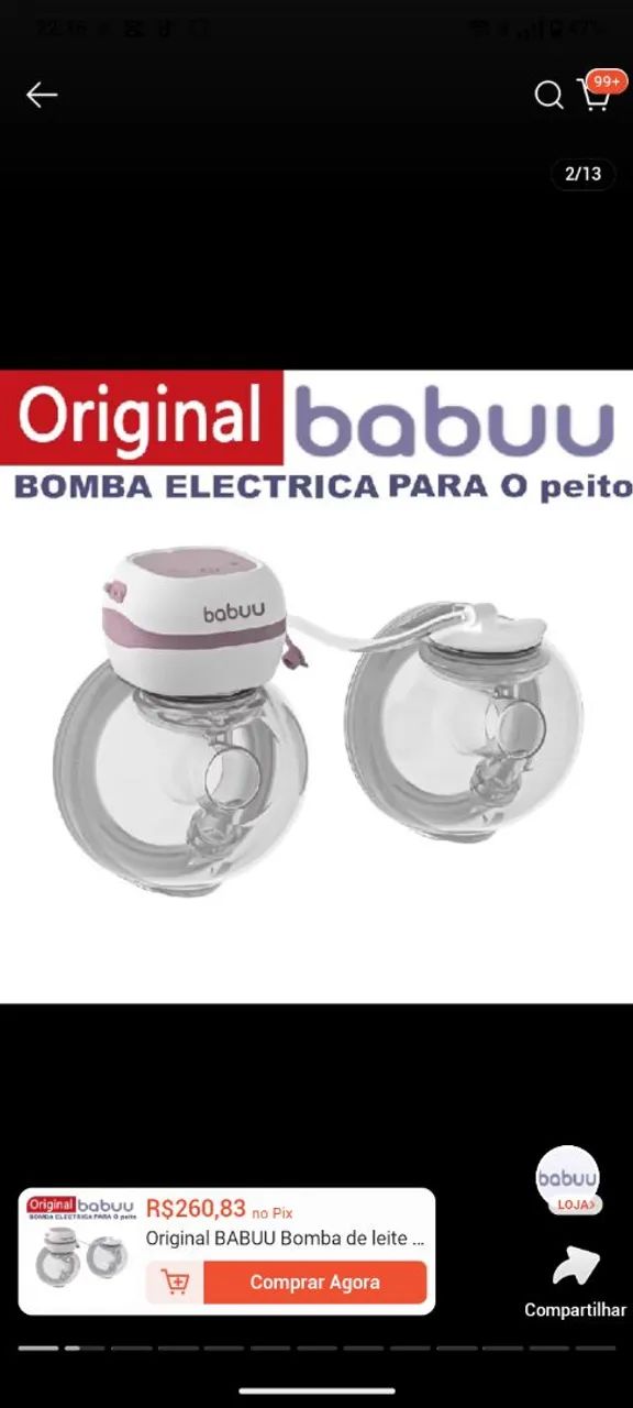 BOMBA TIRA LEITE BABUU ORIGINAL 