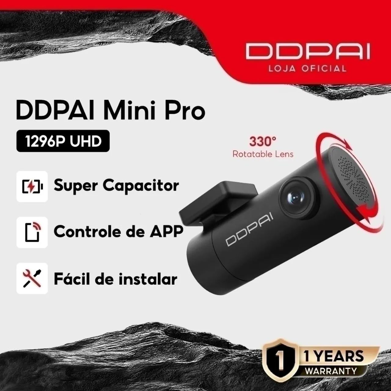 Câmera Veicular Mini Pro 1296p Ddpai Visão Noturna Sensor G Mini Pro