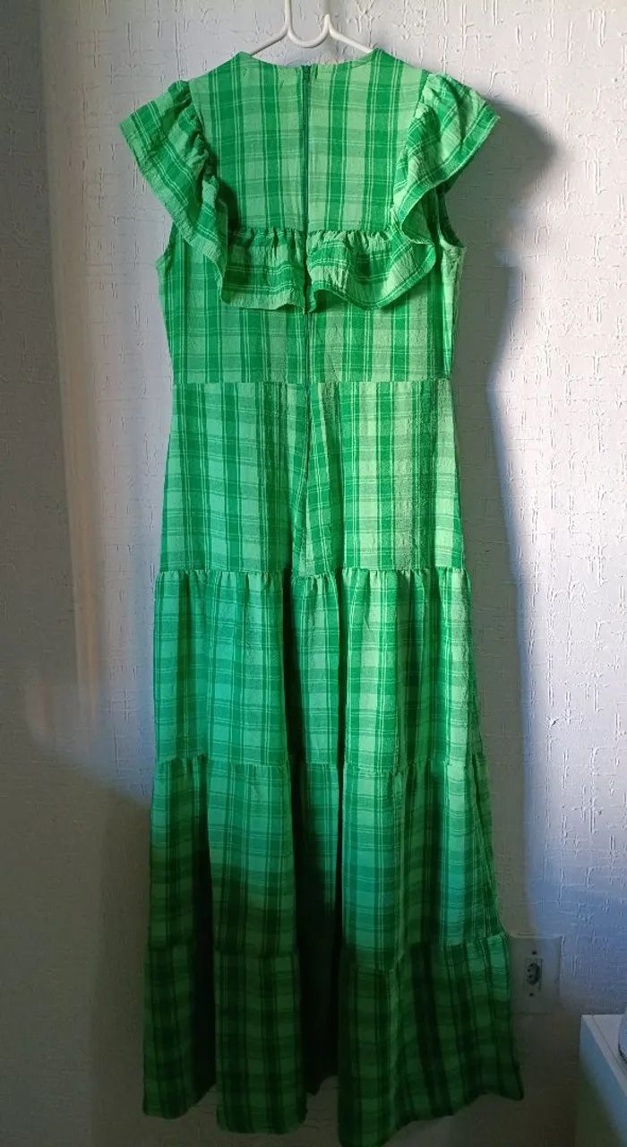 Vestido xadrez longo verde  - Foto 2