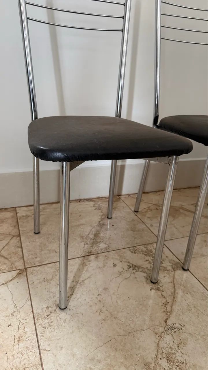 Conjunto 4 Cadeiras Cromadas de Jantar - Estofadas - Foto 3