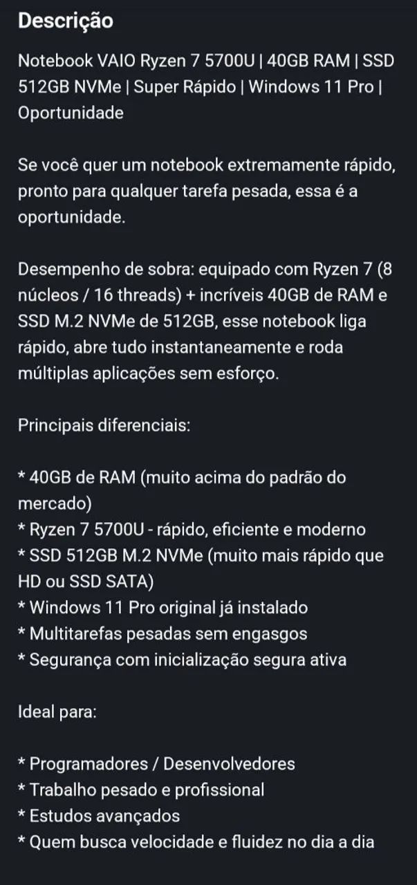 Notebook Vaio (novo) - Foto 4