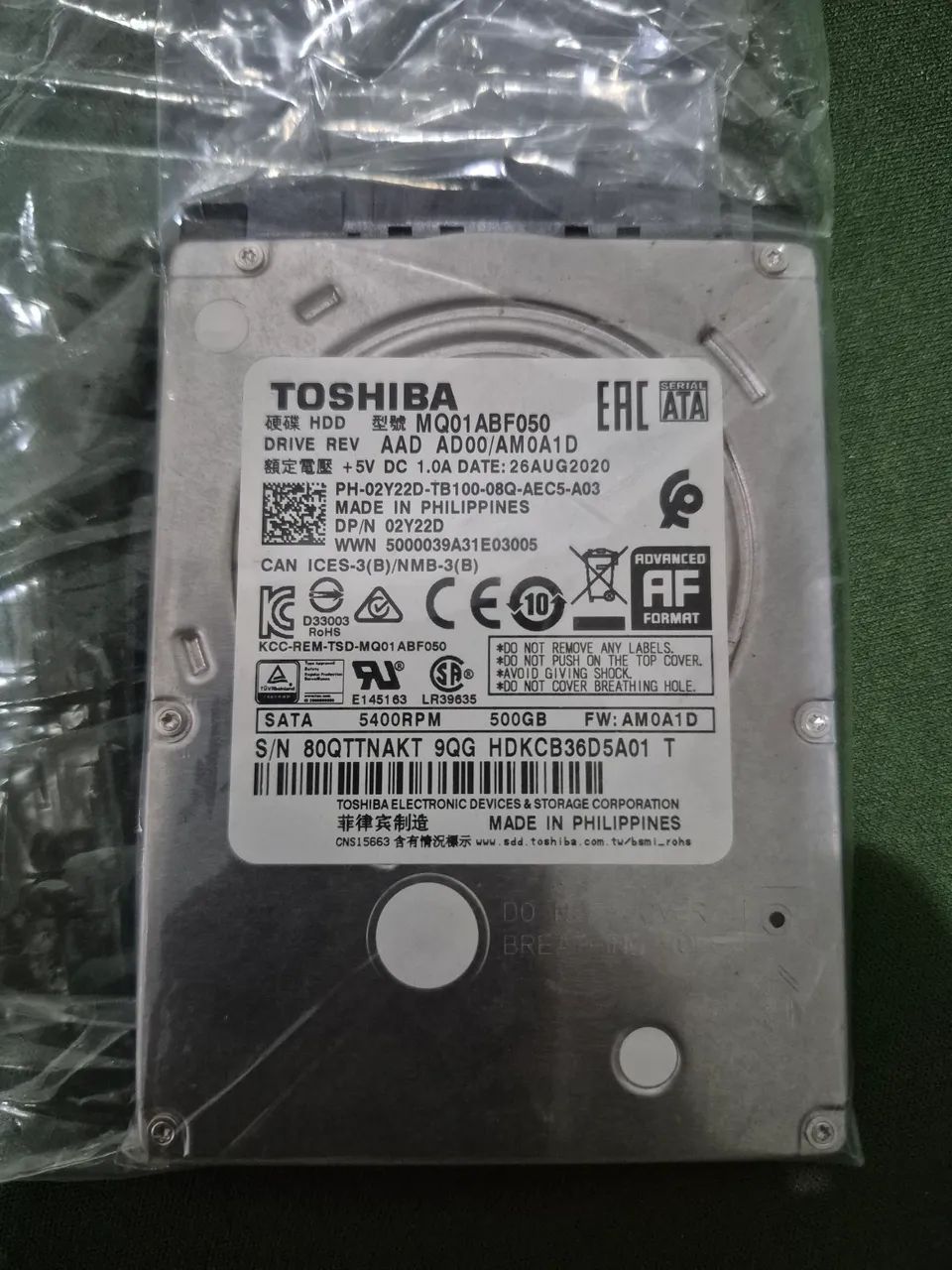 HD TOSHIBA 500GB 2,5" 
