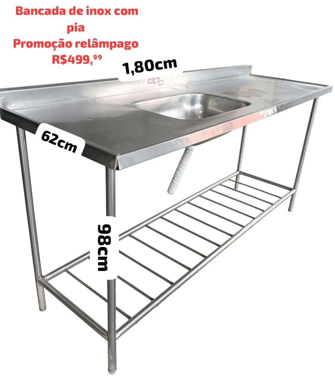 Bancada de inox com pia 