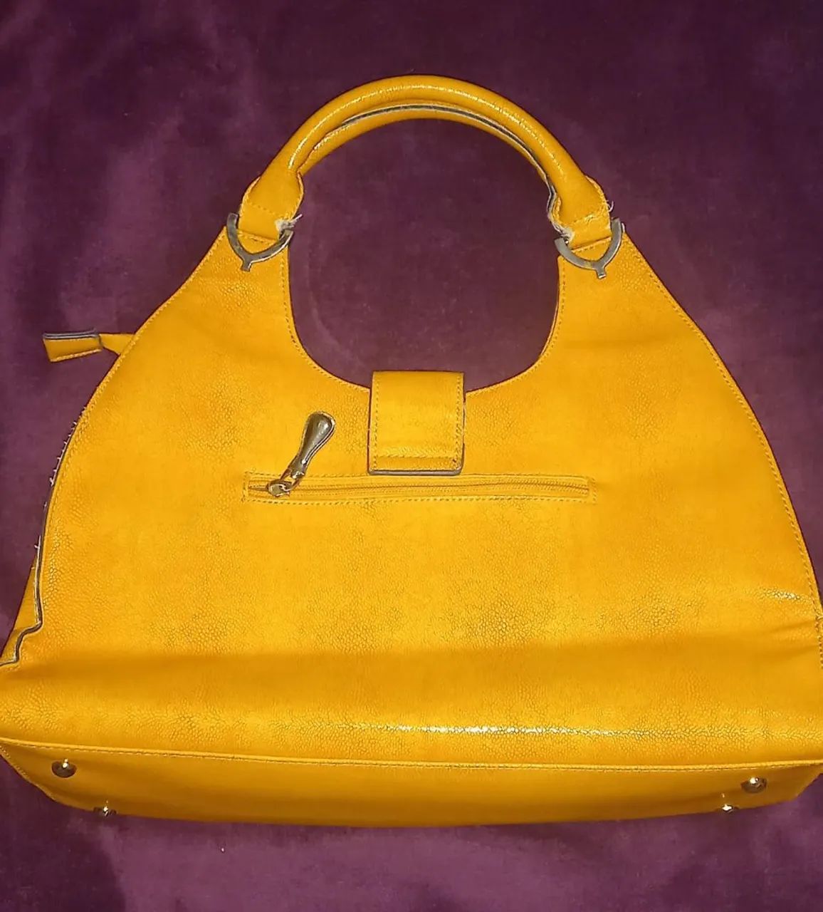 BOLSA DE COURO SINTETICO MOSTARDA - Foto 3
