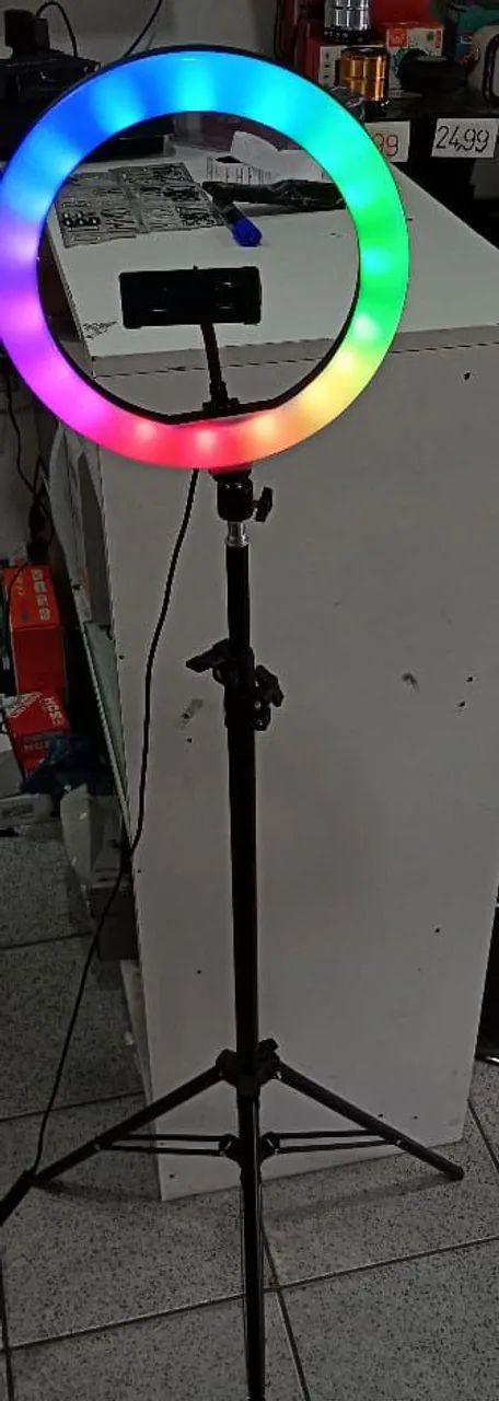 <br>*RING LIGHT COLORIDA 10 POLEGADAS 26 CENTIMETROS COM TRIPÉ ATE 2M - 65,99 - 7*