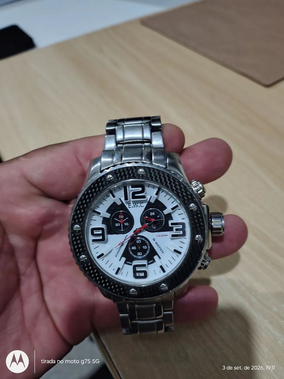 Relógio EWC Masculino Cronógrafo Big Case EMT14002B - Foto 2
