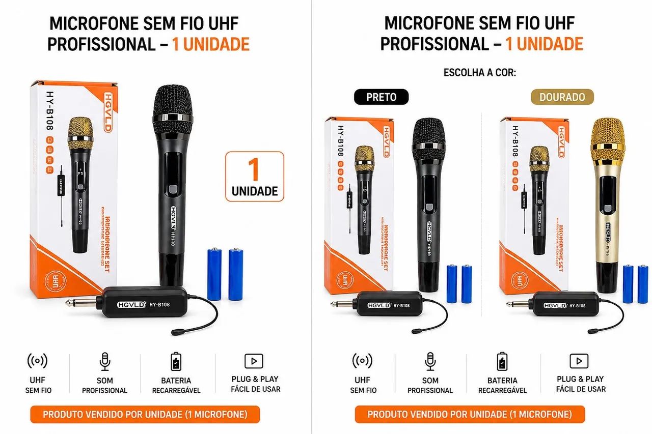 Microfone sem fio para eventos, shows, igrejas karaokês  - Foto 4