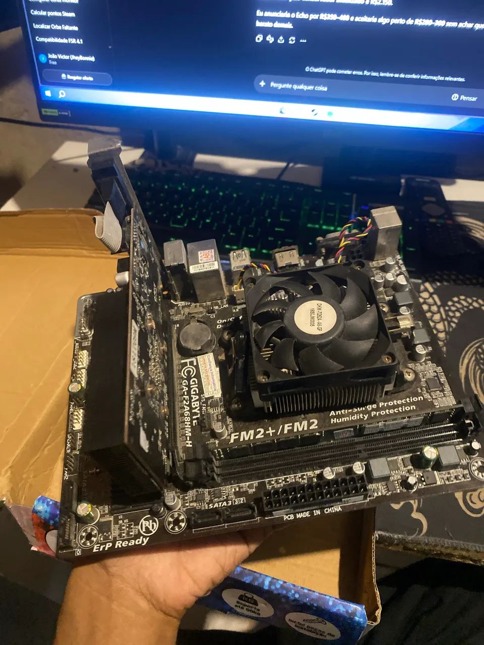 Kit processador amd, memoria ram 8gb e placa mãe e placa de video 