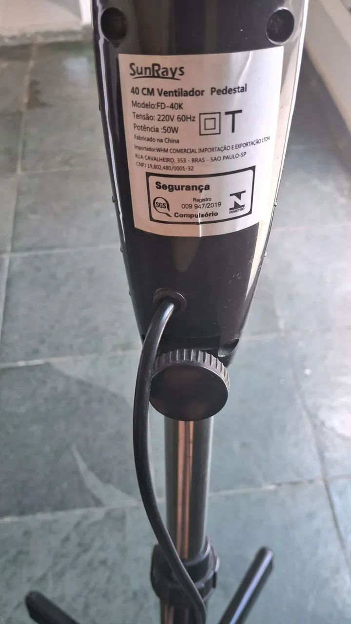 Ventilador pedestal 40cm 3 pás 3 velocidades 50W - Foto 4