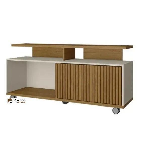 Rack Topázio Largura: 136 Cor Cinamomo/Off White/Ripado 52 polegadas - Foto 2