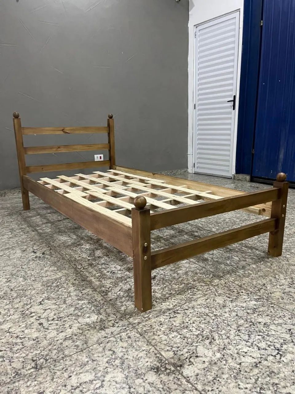 cama de solteiro madeira maciça eucalipto rústico tratado <br> - Foto 2