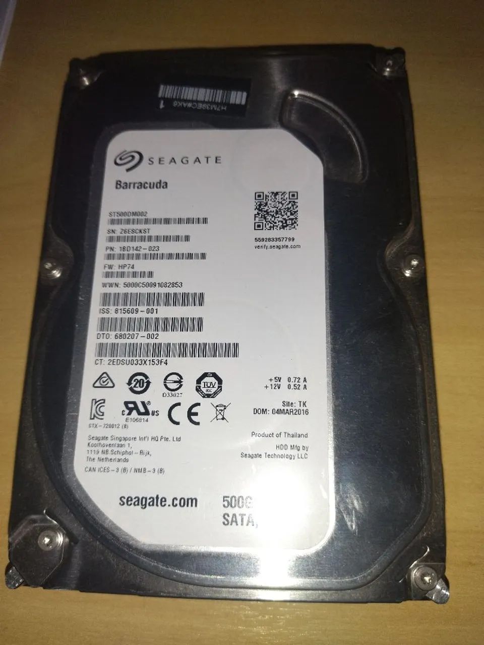 Hd Barracuda Seagate 500. Gb