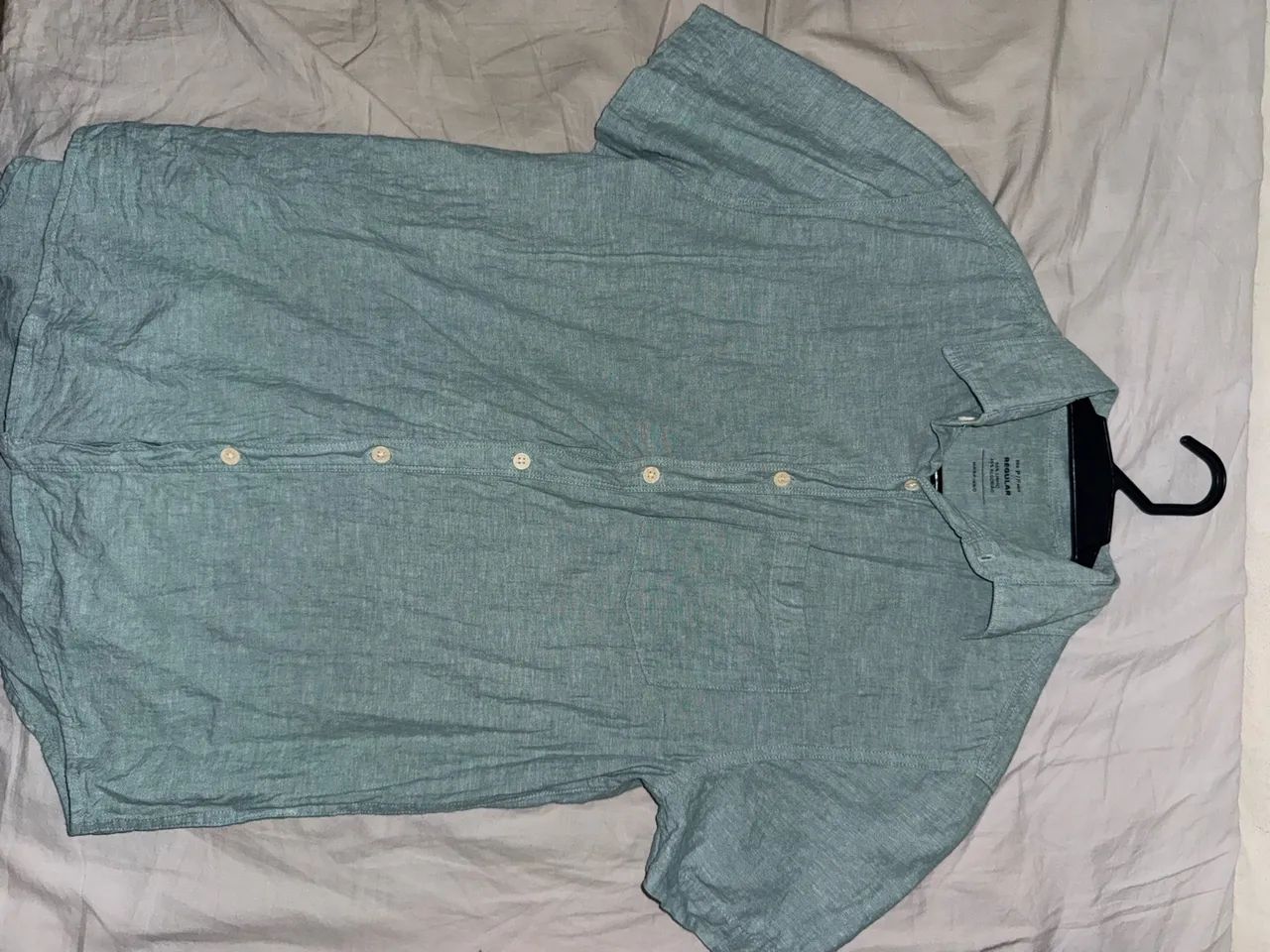 Camisa linho verde claro 