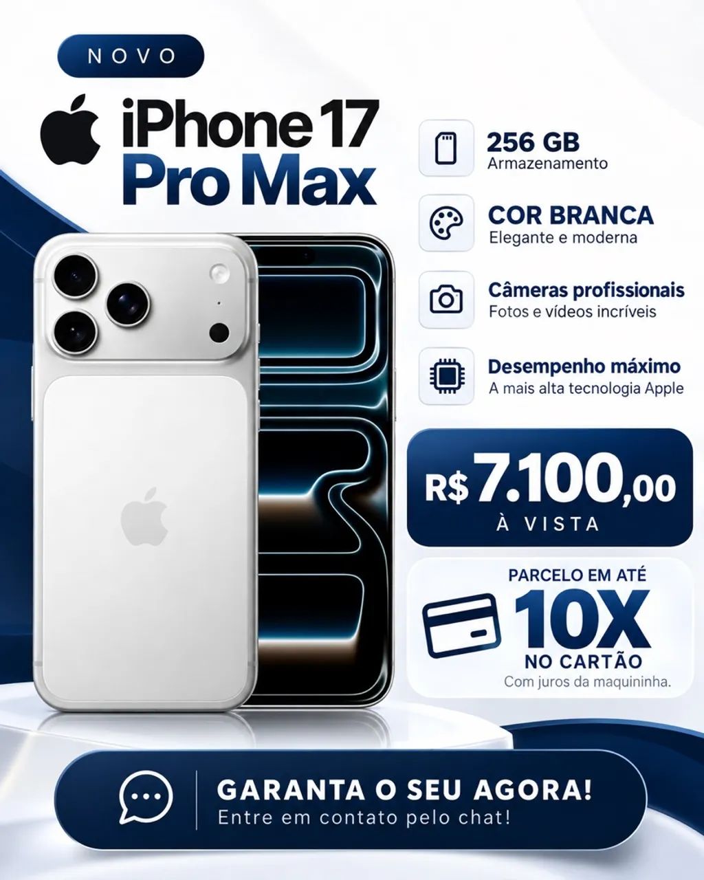 iPhone 17 Pro Max 256GB Silver/Branco