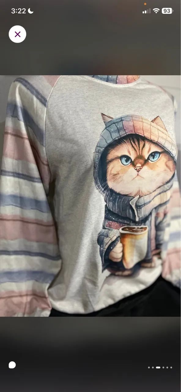 Blusa feminina de gatinho  - Foto 2