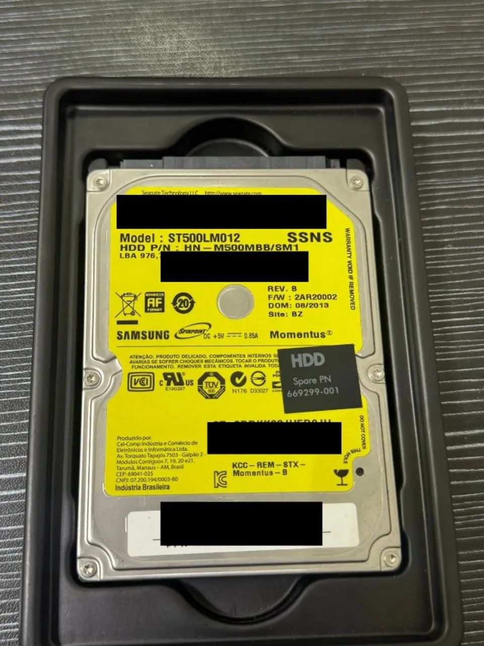 HD Notebook Seagate Momentus 500GB 2.5" SATA - Funcionando